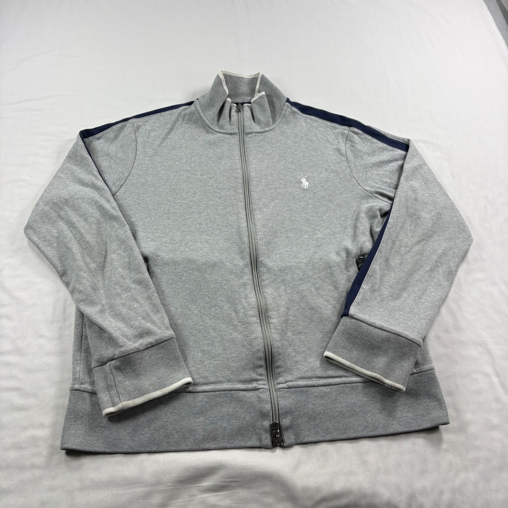 Polo Ralph Lauren Track Jacket Mens Medium Gray Blue Full Zip Casual